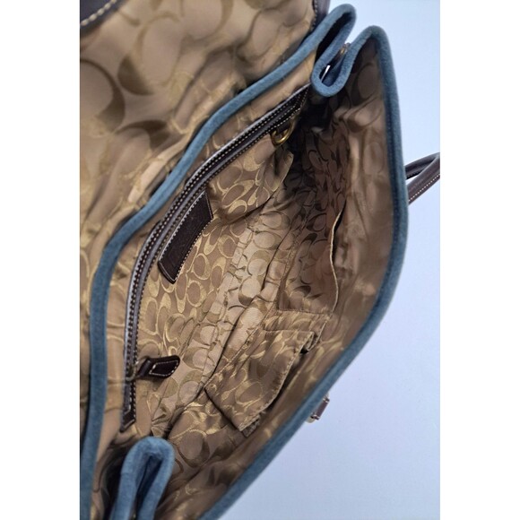 Vintage Coach Blue Suede Soho-Hampton Satchel 9507 Hobo Bag Purse Leather - Picture 10 of 12